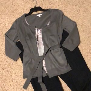 Gray Cardigan & Sheer l tank combo top